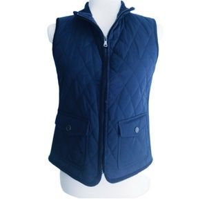 Talbots Small Vest Womens Puff Quilted Lined Navy